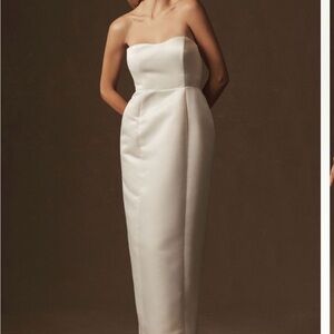 BHLDN Anthropology White Satin Midi Dress